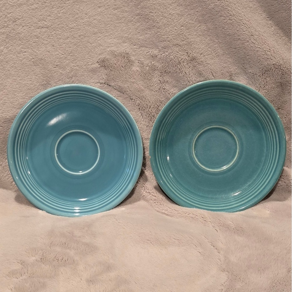Vintage Fiestaware Turquoise Saucer‎ Set of 2 Vintage Pottery